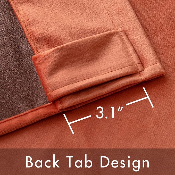 MIULEE Velvet Curtains 52x96 inches 2 Panels Burnt Orange Blackout Curtains | - Image 3