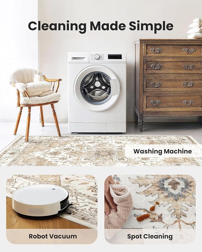 AMADA HOMEFURNISHING 10x14 Washable Area Rug, Low-Profile Large Area Rug - Image 4