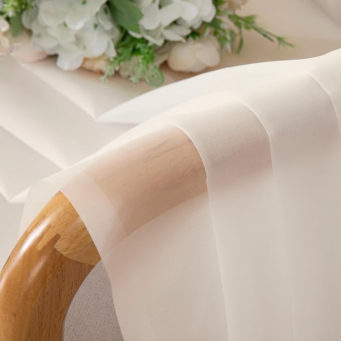 Cream Sheer Curtains 84 inches Long 2 Panels Set - Image 8