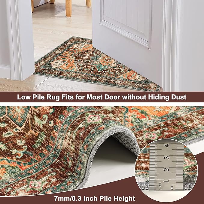 Yamaziot Washable Area Rug, 2x3 Small Boho Vintage Entryway Non-Slip Rug | - Image 5