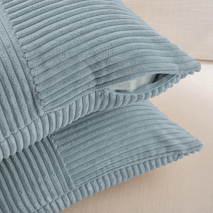 Fancy Homi Set of 2 Light Blue Samll Decorative Throw Pillow Covers 12x12 Inch - Image 4