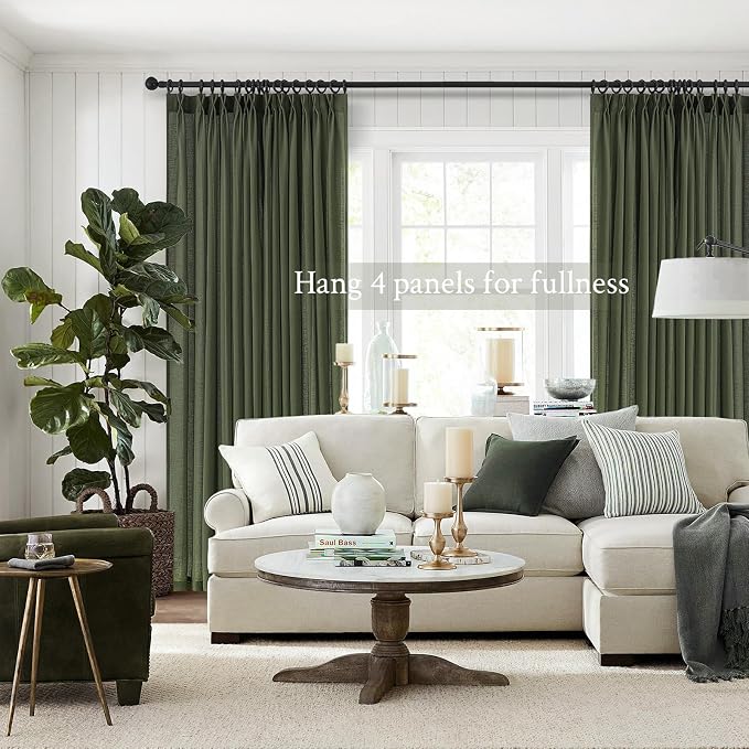 Topfinel Pinch Pleated Curtains 90 Inches Long 2 Panels Set, Olive Green Semi - Image 5