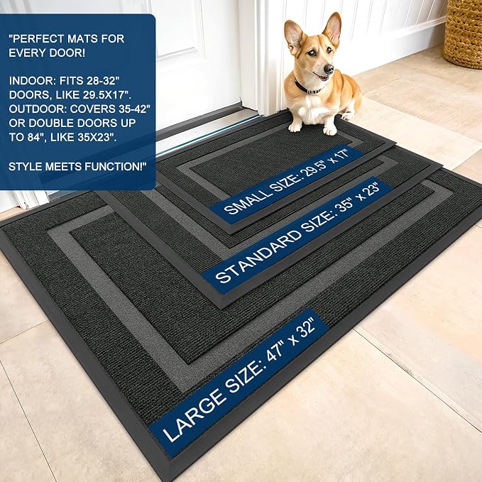 OLANLY Front Door Mat Outside 35x23, All-Season Heavy-Duty Rubber Doormat | - Image 3