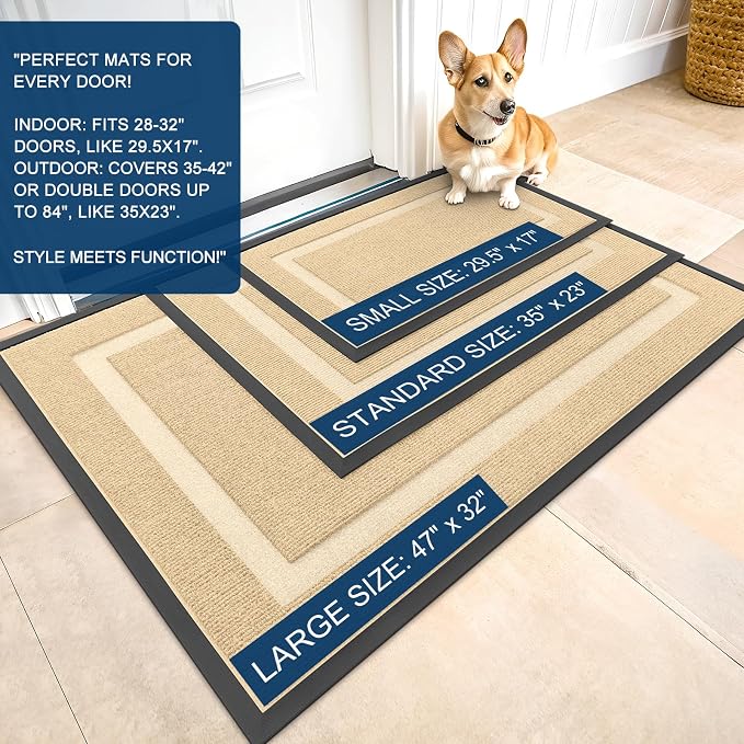 OLANLY Front Door Mat Outside 59x20, All-Season Heavy-Duty Rubber Doormat | - Image 2