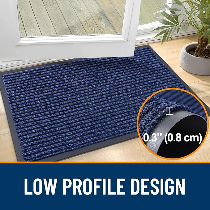 OLANLY Front Door Mat 40x32, Waterproof Heavy-Duty Indoor Outdoor Doormat | Blue - Image 4
