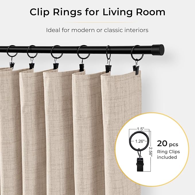 100% Blackout Curtains for Bedroom Oatmeal Linen Look Curtain 120 Inch Long | - Image 3