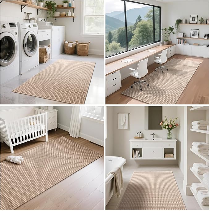 Entryway Runner Rug Indoor Door Mat Non Slip Washable Brown 2x4 ft | Boho Soft - Image 7