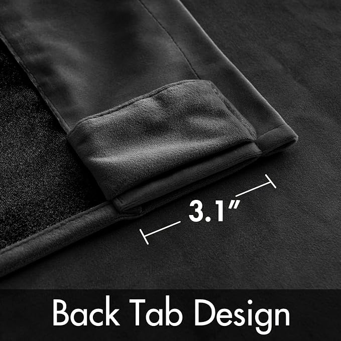 MIULEE Black Velvet Curtains 52x108 inches 2 Panels Blackout Curtains | Luxury - Image 3