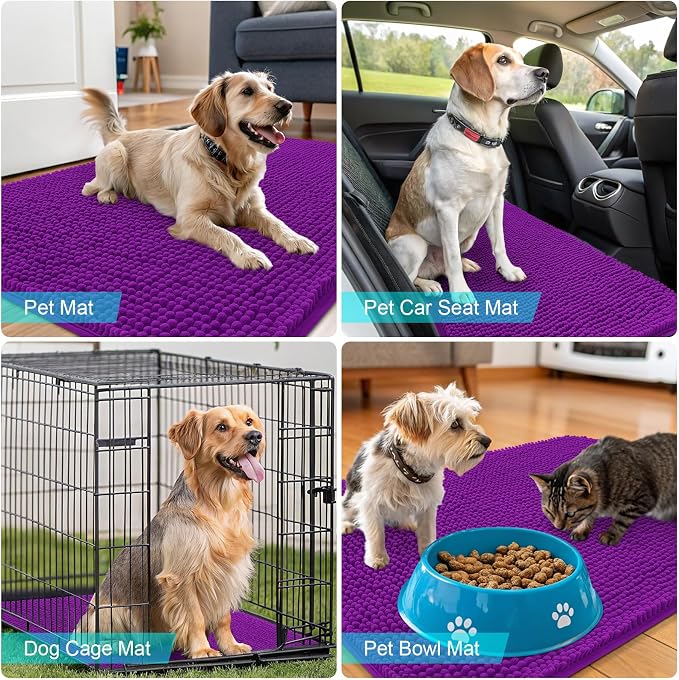 OLANLY Dog Door Mat for Muddy Paws 40x32, Super Absorbent Chenille Mud Mat | - Image 7