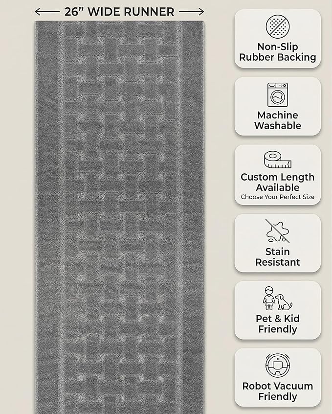 Runner Rug 17 ft, Extra Long Non-Slip Washable Rug, Rubber Backing, Rolled in - Image 5