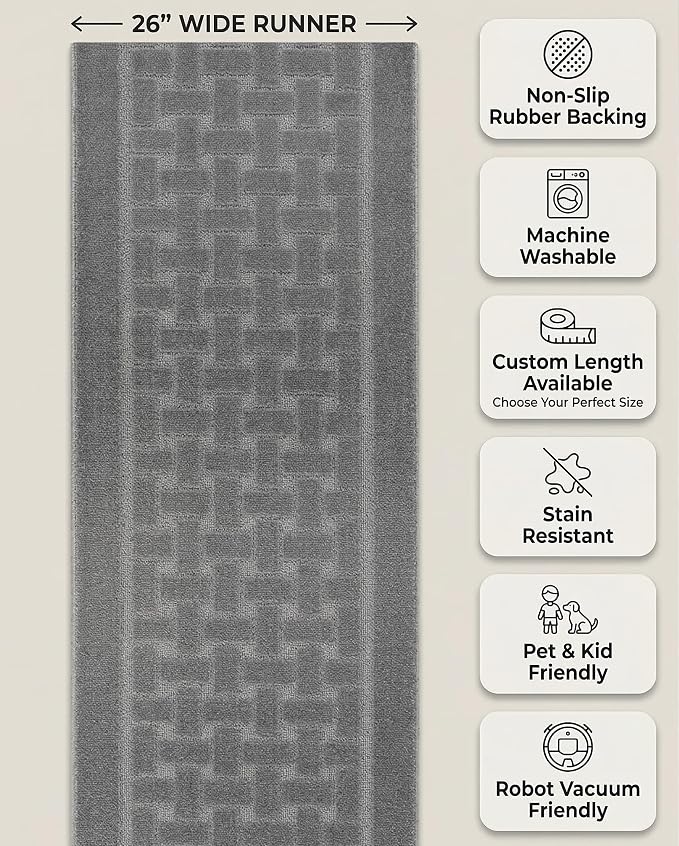 Runner Rug 28 ft, Extra Long Non-Slip Washable Rug, Rubber Backing, Rolled in - Image 5