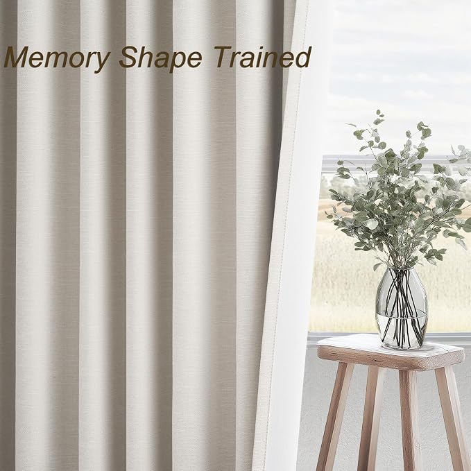 Cream Birch 84 Inch Longth 40 Inch Wide 100% Blackout Curtains 2 Panels Set - Image 5