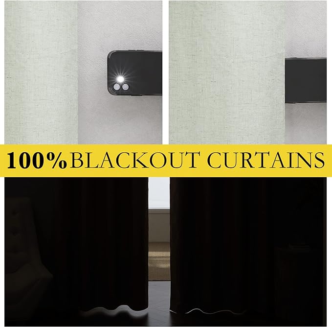 NICETOWN Sage Green Linen Blackout Cold Reducing Curtains - Image 2