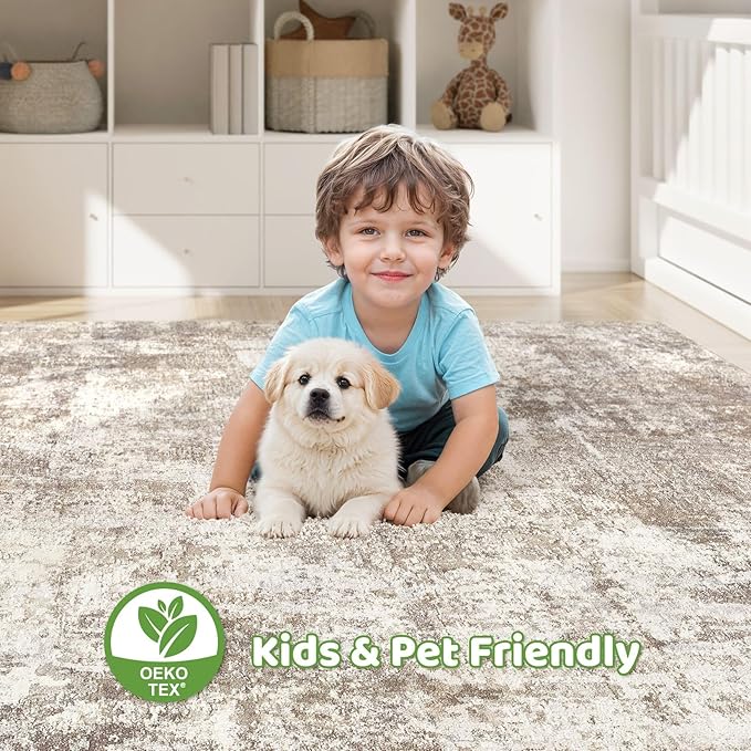 LOONGRUG 10x12 Area Rug Washable Large Neutral Modern Living Room Rug | - Image 7