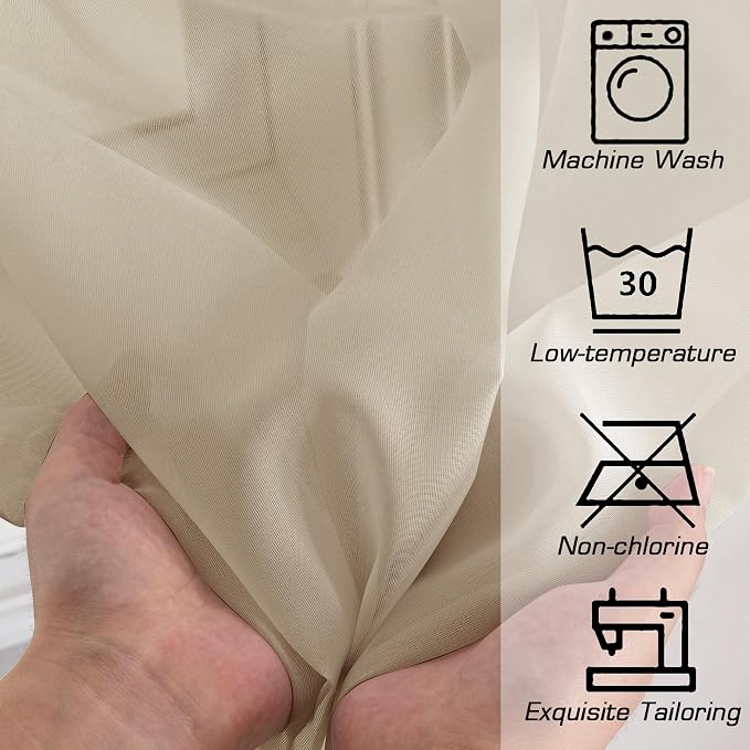 Sheer Curtains 63 inch Length 2 Panels Set, Light Weight Soft Solid Light - Image 4