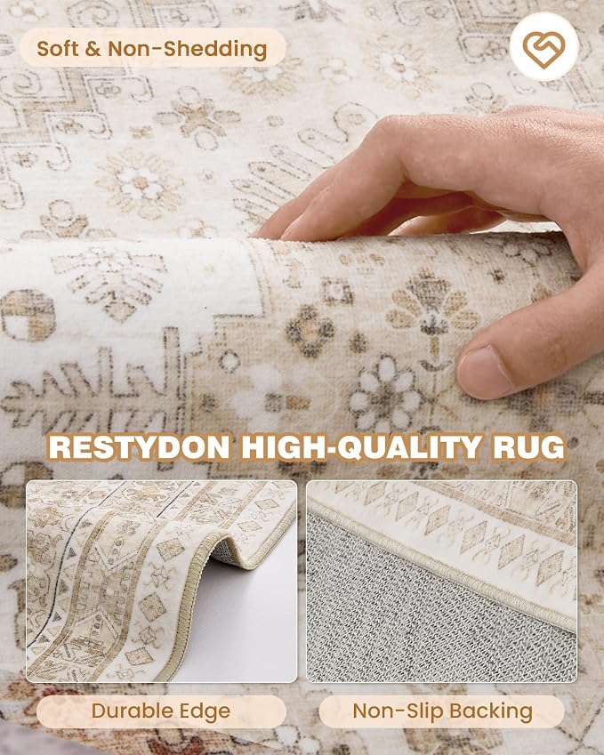 Hallway Runner Rug 2x12 Extra Long Washable Runner, Cream/Beige | Vintage Rug - Image 7
