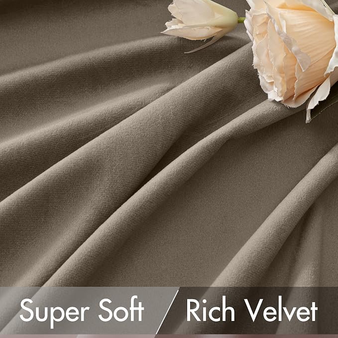 MIULEE Taupe Velvet Curtains 52x84 inches Luxury Blackout Curtains | Thermal - Image 4