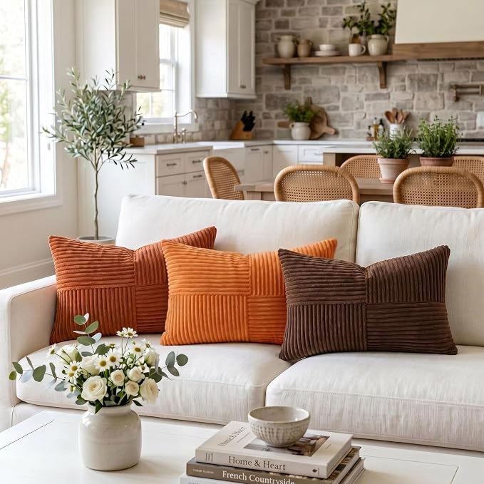 Fancy Homi 2 Packs Burnt Orange Lumbar Decorative Throw Pillow Covers 14x24 Inch - Image 2