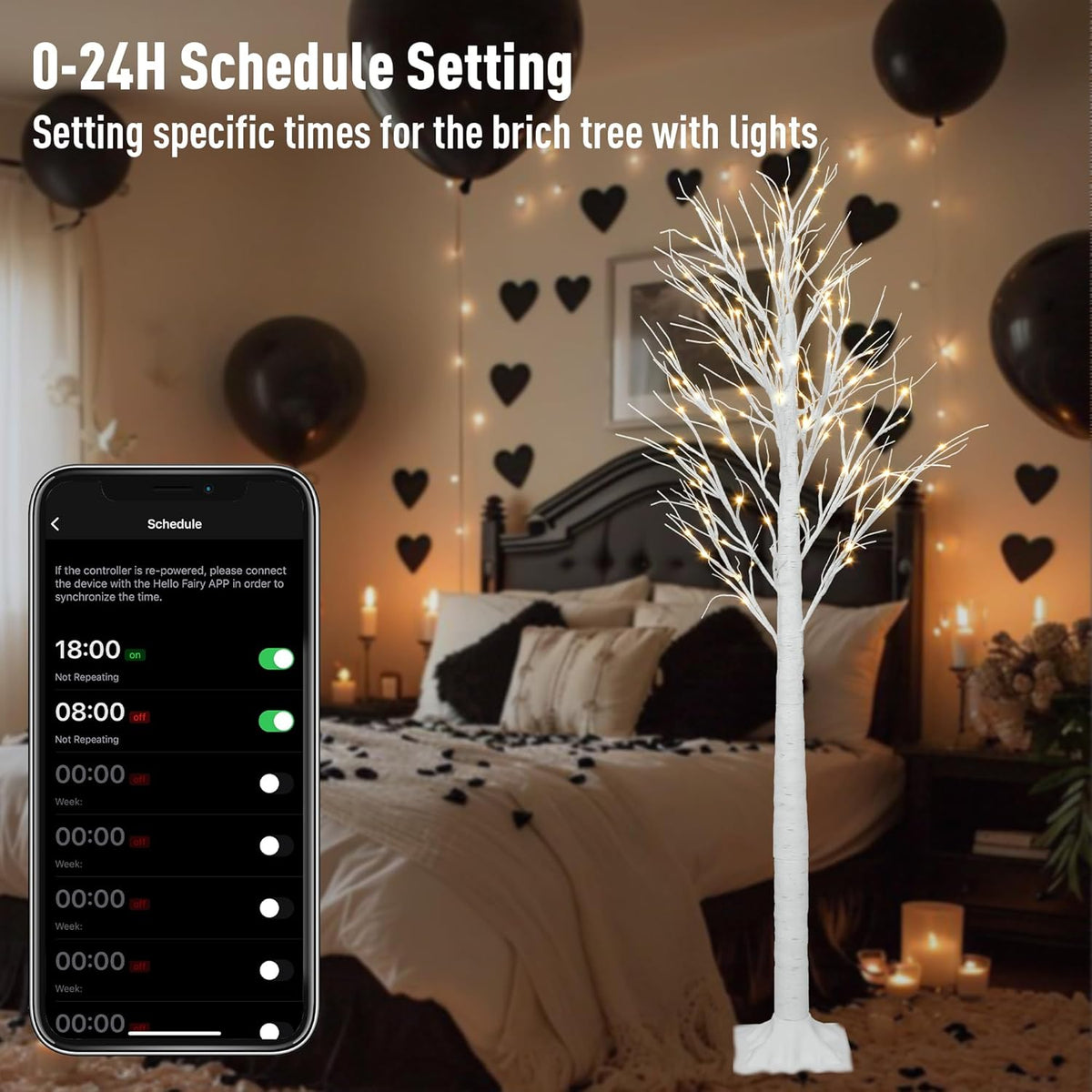 Smart Lighted Birch Twig Tree with Fairy Lights, APP Conrol, 6FT 120 Warm White LEDs, 18 Modes, Dimmable, Schedule, Music Sync Waterproof for Indoor Outdoor Home Christmas Holiday Decorations