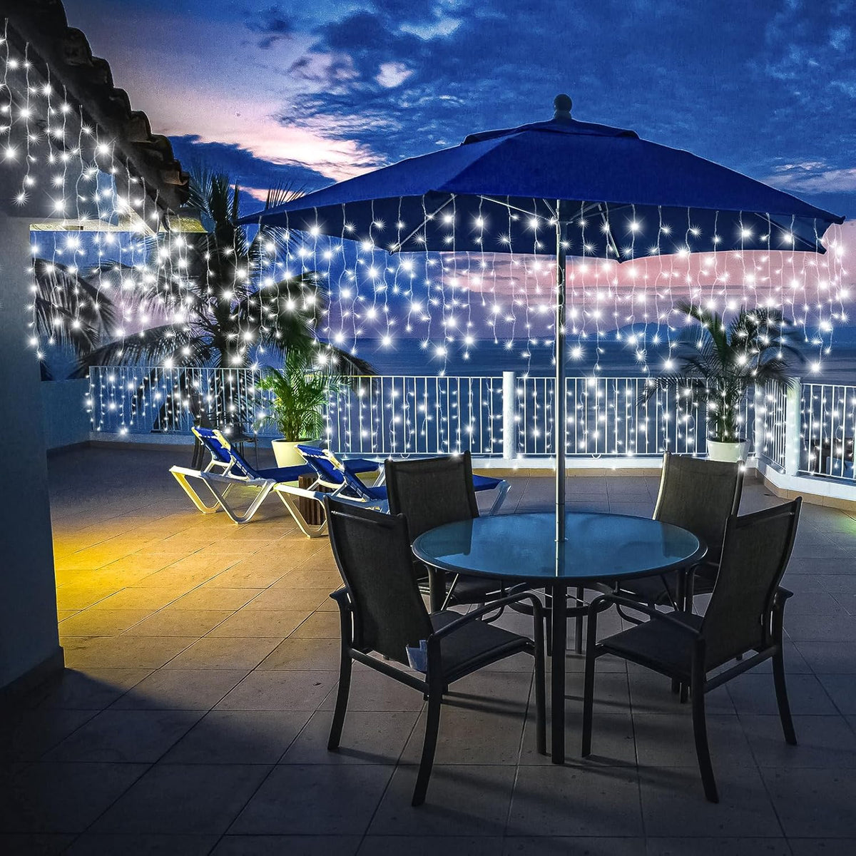 Icicle Christmas Lights, 98FT 1216 LED Icicle Lights for Outside with 228 Drops, 8 Modes Waterproof Twinkle String Lights for House Bedroom Wedding Holiday Decorations, White