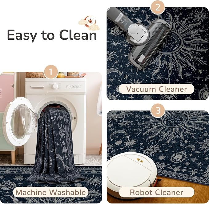 Vacuum-Friendly, Round 6ft Washable Area Rug - Image 5