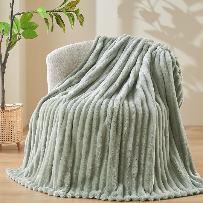 NEWCOSPLAY Fleece Ribbed Cozy Throw Blanket by NEWCOSPLAY