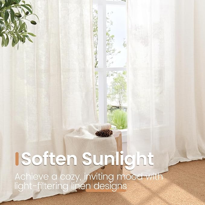 BGment Linen Cafe Curtains, 30 Inch Long Drapes - Image 5