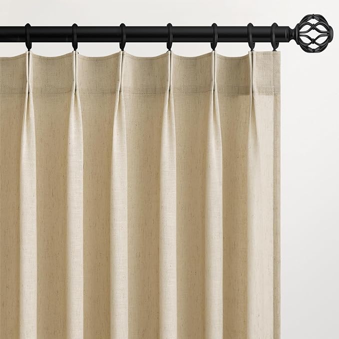 95 Inches Long Pinch Pleated Semi Sheer Curtains by Topfinel