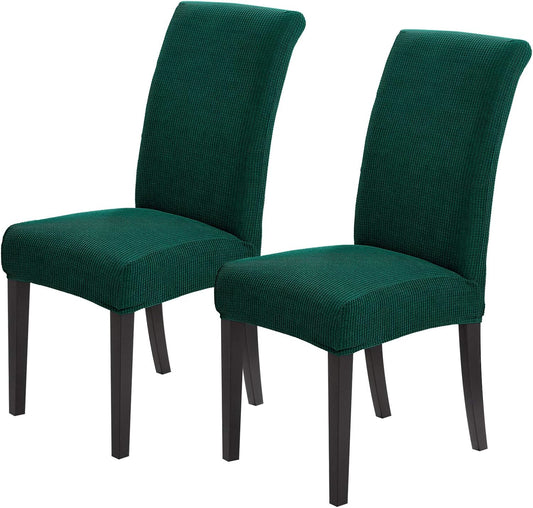 Joccun Chair Covers for Dining Room Set of 2, Dining Chair Slipcovers Stretch Dining Room Chair Covers Seat Protector,Washable Parsons Chair Cover for Home,Hotel,Banquet(Hunter,2 Pack)