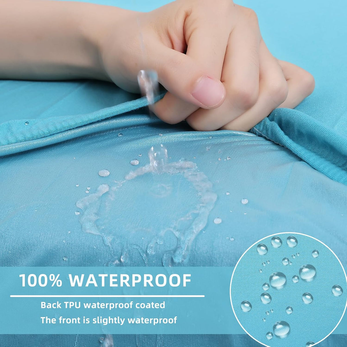 hyha Waterproof Couch Cushion Covers, Stretch Sofa Couch Seat Slipcover for Dog Washable, Non-Slip Waterproof Outdoor Cushion Covers for Patio Furniture Replacement (1 Piece for Small, Peacock Blue)