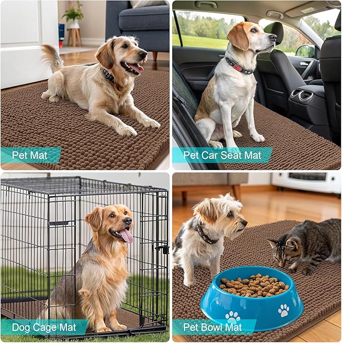 OLANLY Dog Door Mat for Muddy Paws 70x24, Super Absorbent Chenille Mud Mat | - Image 7