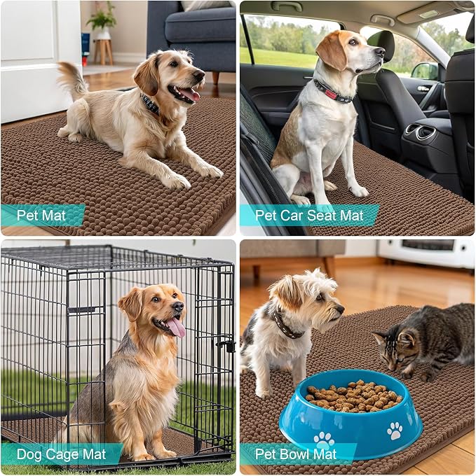 OLANLY Dog Door Mat for Muddy Paws 47x20, Super Absorbent Chenille Mud Mat | - Image 7