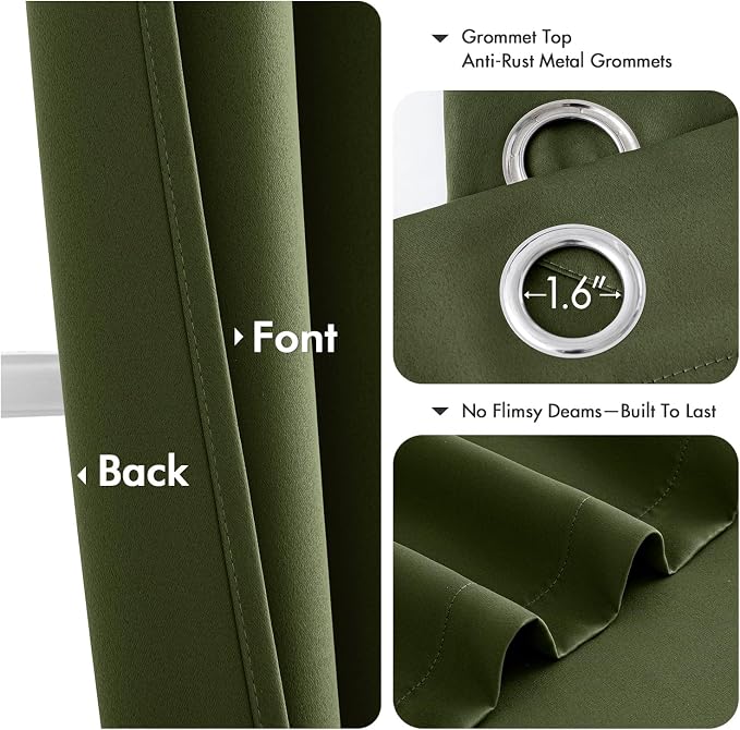 MIULEE Blackout Curtains for Bedroom 2 Panels 40 x 54 Inch Long Olive Green | - Image 4