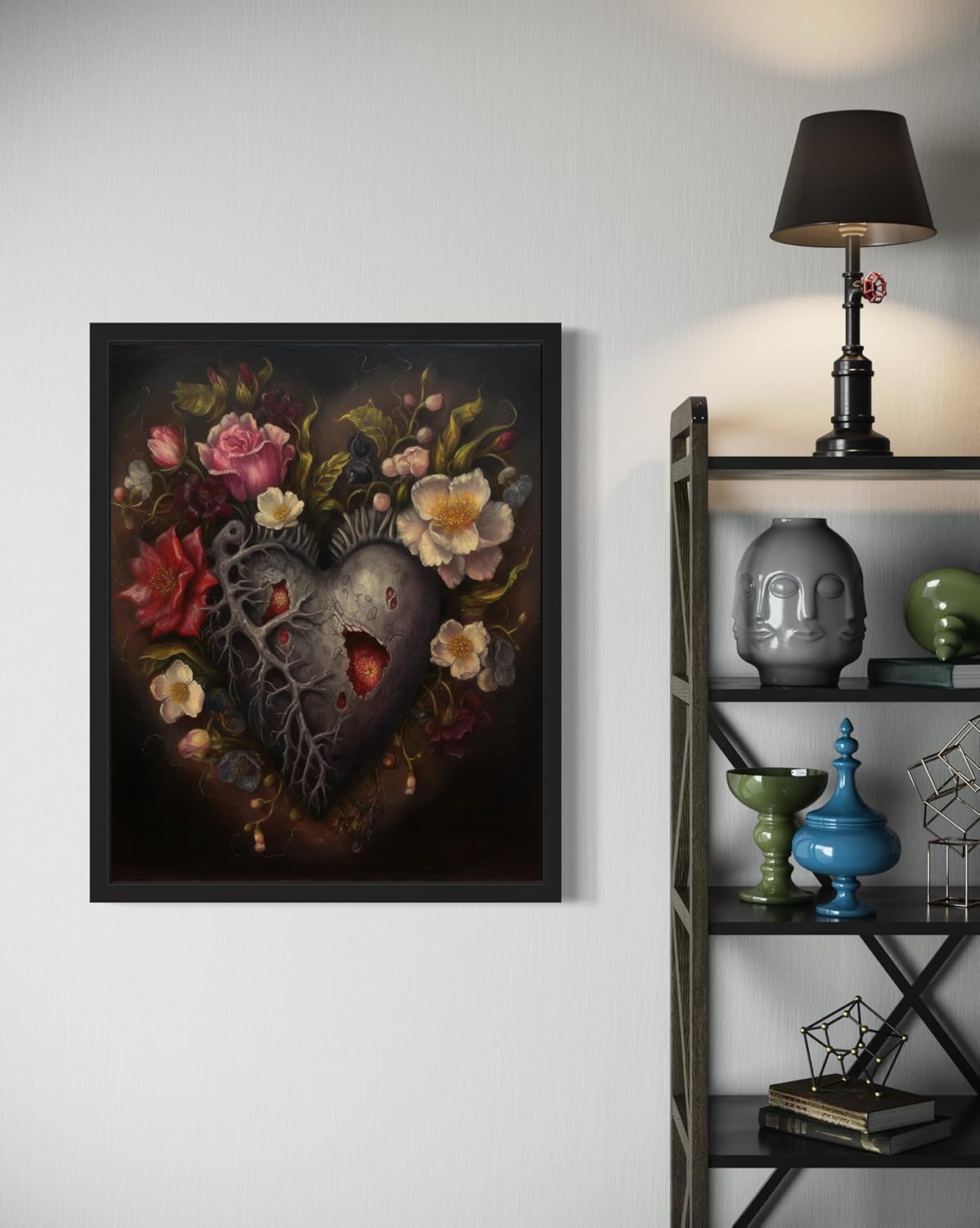 Gothic Heart Poster Art Print, Halloween Scary Vintage Wall Art Academia Spooky Painting Decoration for Horror Prints, Posters Bedroom Decor 89 (Gothic Heart, 8 x 10 inches, Unframed)
