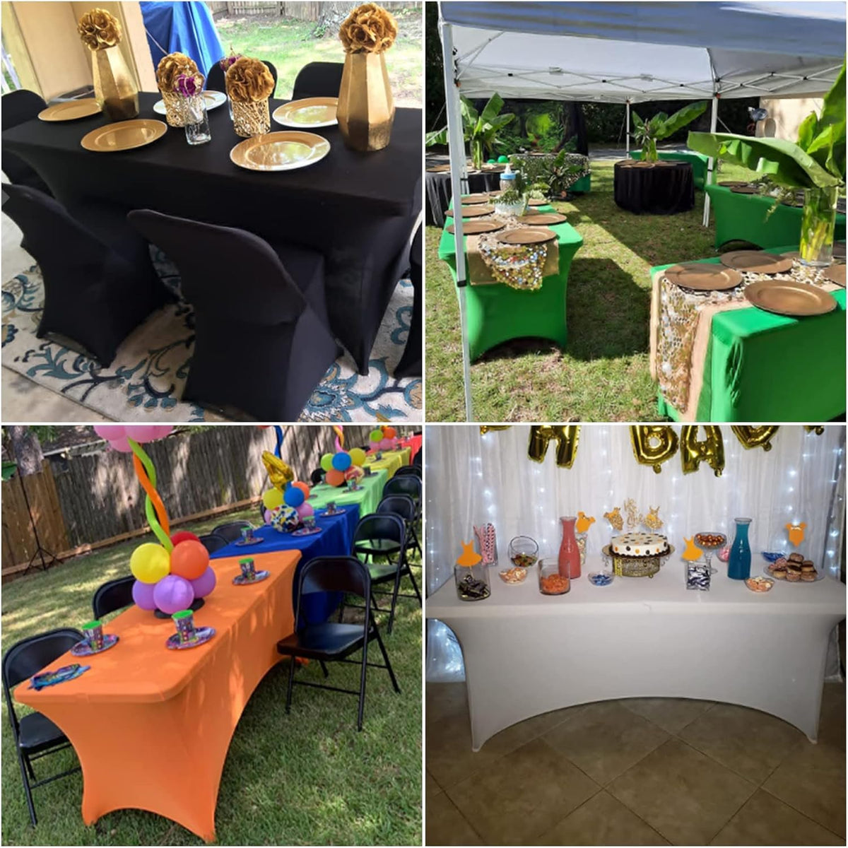 2Pack Spandex Waterproof Table Covers 6ft，Spandex 6ft Waterproof Table Cover for Party,Wedding, Banquet, and Events(Yellow)
