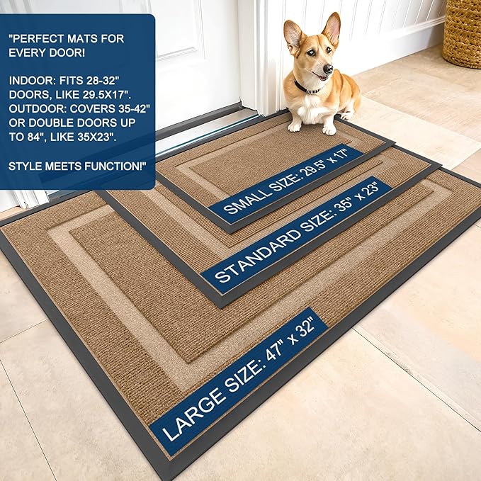 OLANLY Front Door Mat Outside 71x47, All-Season Heavy-Duty Rubber Doormat | - Image 2