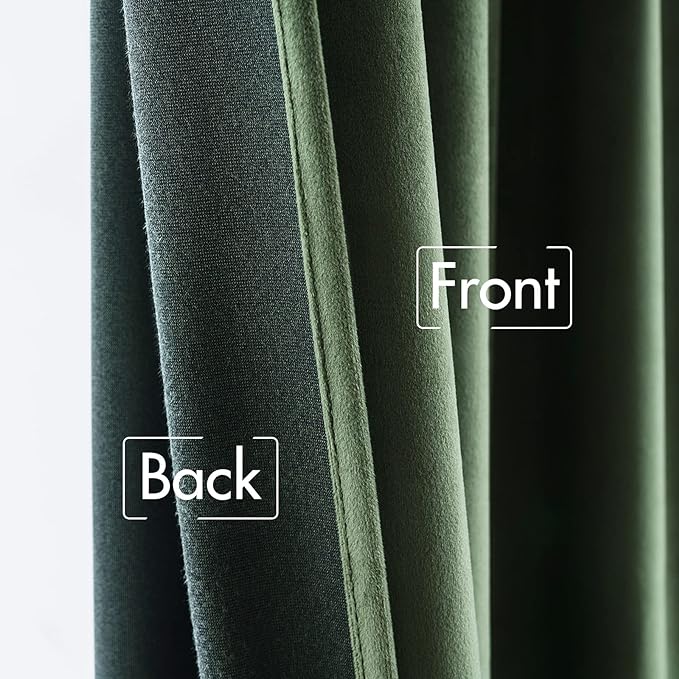 MIULEE Velvet Curtains 52x94 inches 2 Panels Olive Green Blackout Curtains | - Image 6