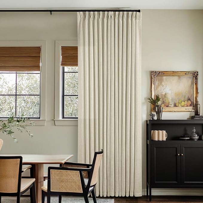 Linen Beige Pinch Pleated Semi Sheer Curtains 80 Inches Long 2 Panels Set | - Image 6