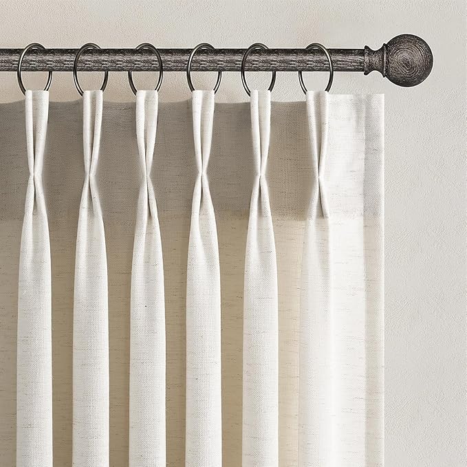 Topfinel 105 Inch Curtains 2 Panels Set, Two Packs Pinch Pleat Back Tab Linen by Topfinel