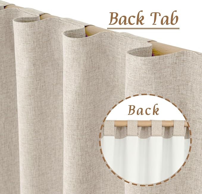 100% Blackout Oatmeal Linen Curtains 80 Inches - Image 3