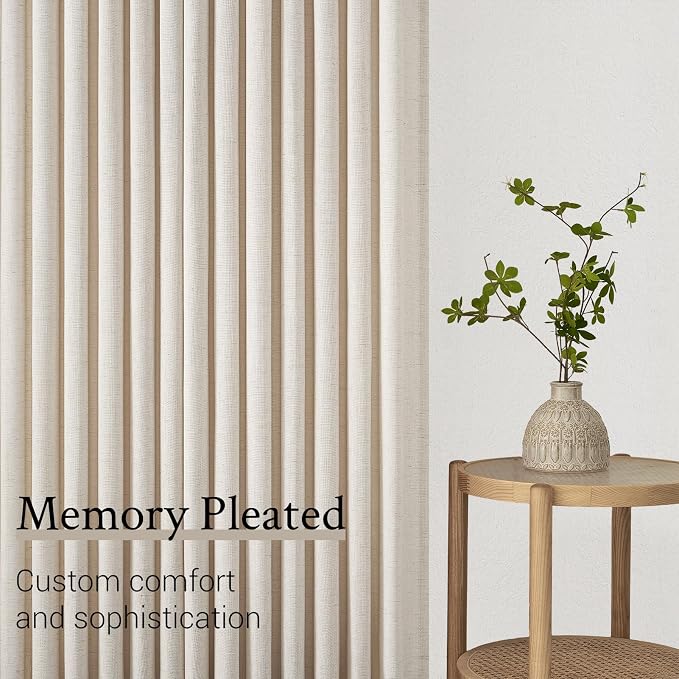 Topfinel 105 Inch Curtains 2 Panels Set, Two Packs Pinch Pleat Back Tab Linen - Image 7