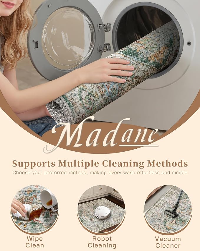 Madane Washable Area Rug 2x3 Small Entryway Rugs Non-Slip, Low Pile Floor Carpet - Image 8
