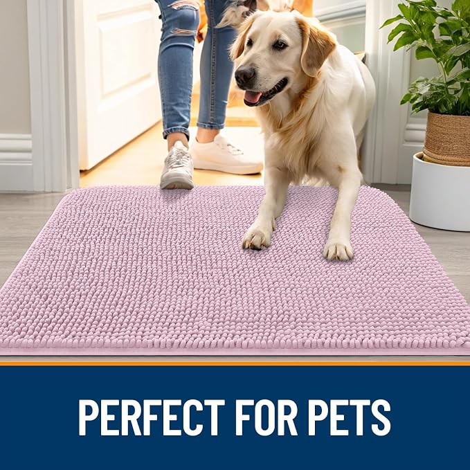 OLANLY Dog Door Mat for Muddy Paws 40x24, Super Absorbent Chenille Mud Mat | - Image 6