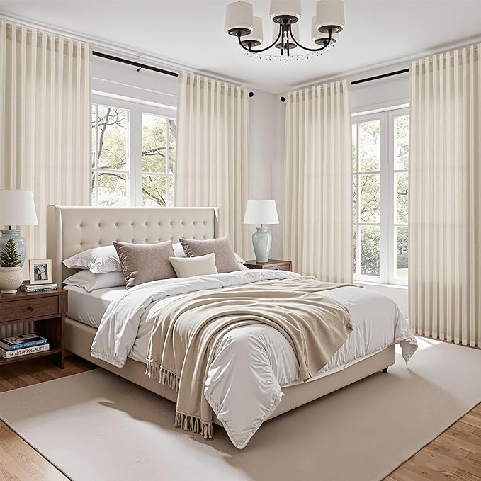 Extra Long 120 Inch Curtains for Living Room Birch Beige Linen Light Filtering - Image 7