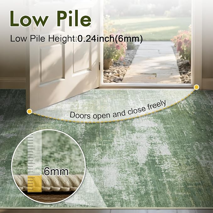 2x6 Ft Washable Runner Rug, Non-Slip Low Pile Hallway Kitchen Area Rug - Image 7
