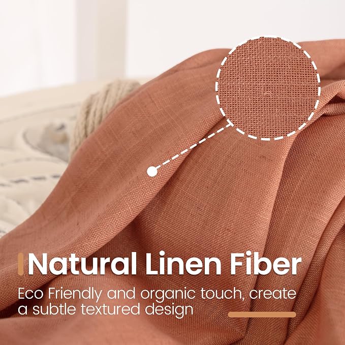 BGment Terracotta Linen Curtains 102 Inch Length - Image 3