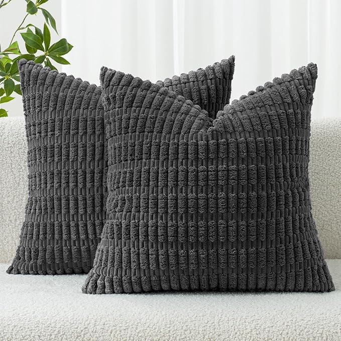 MIULEE Pack of 2 Corduroy Decorative Throw Pillow Covers 24x24 Inch Soft Boho by MIULEE
