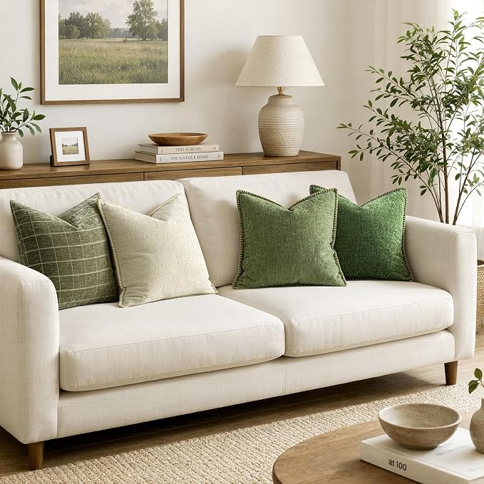 MIULEE Decorative Couch Throw Pillow Covers 18x18 Inch Sage Green 2 Pack | - Image 5