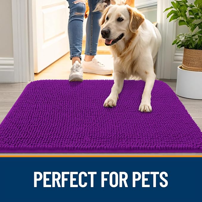OLANLY Dog Door Mat for Muddy Paws 47x24, Super Absorbent Chenille Mud Mat | - Image 6