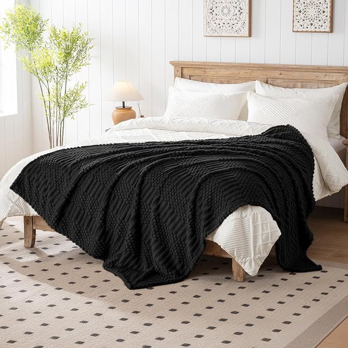 60x80 Inch Black Twin Blanket - Image 2